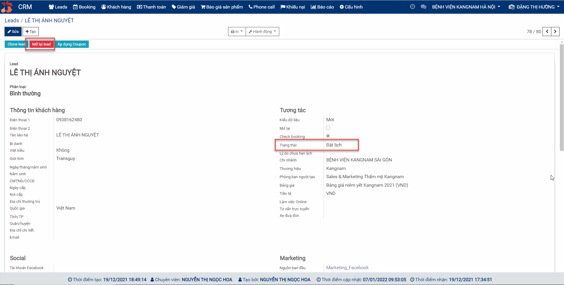 Hướng dẫn mở lại lead